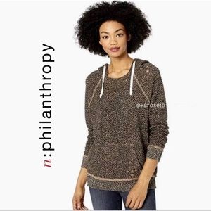 n: philanthropy Cheetah Distressed Hooded Sweatshirt